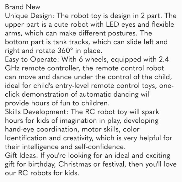 New Robot Toys, Remote Control Robot Toy, RC Robots for Kids with LED Eyes - Picture 3 of 3